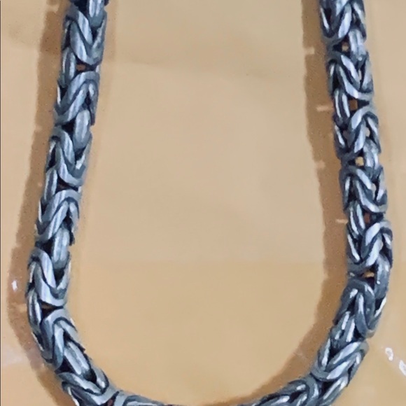 Amazing Sterling Silver Byzantine Link Necklace. - Picture 2 of 5
